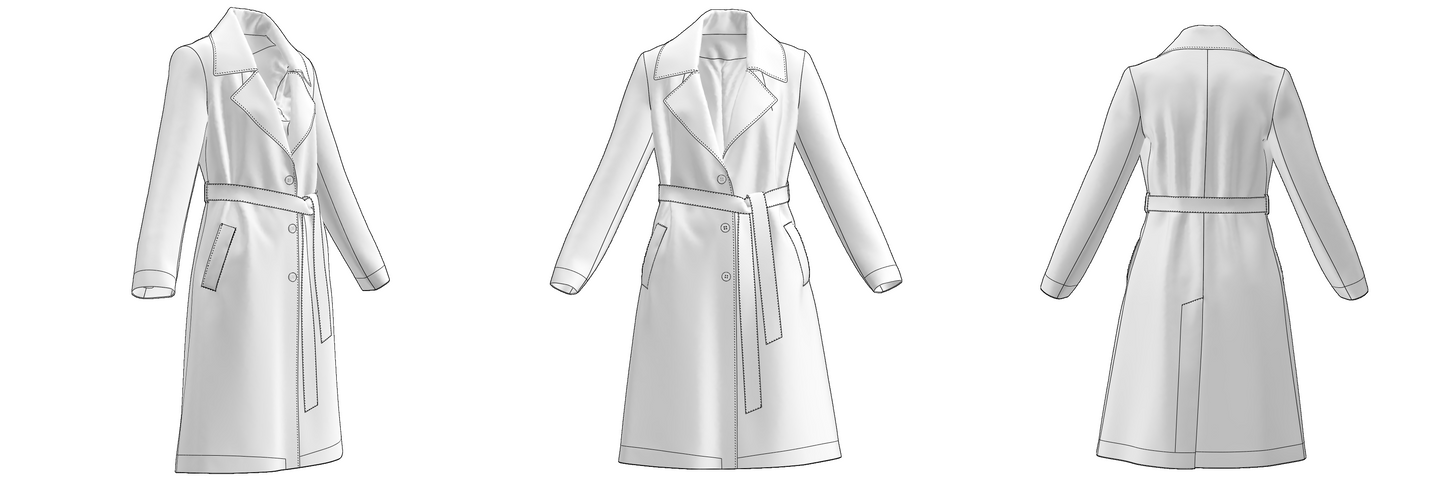 Digital sewing pattern in DXF and PDF formats for download