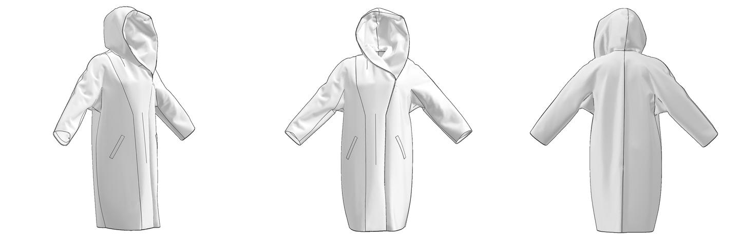 Printable PDF and DXF sewing pattern for garment making