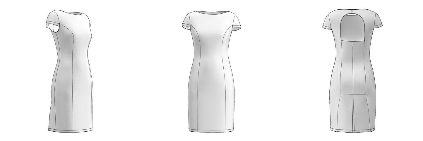 Printable PDF and DXF sewing pattern for garment making
