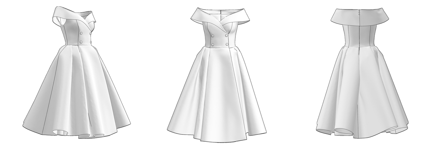Printable PDF and DXF sewing pattern for garment making