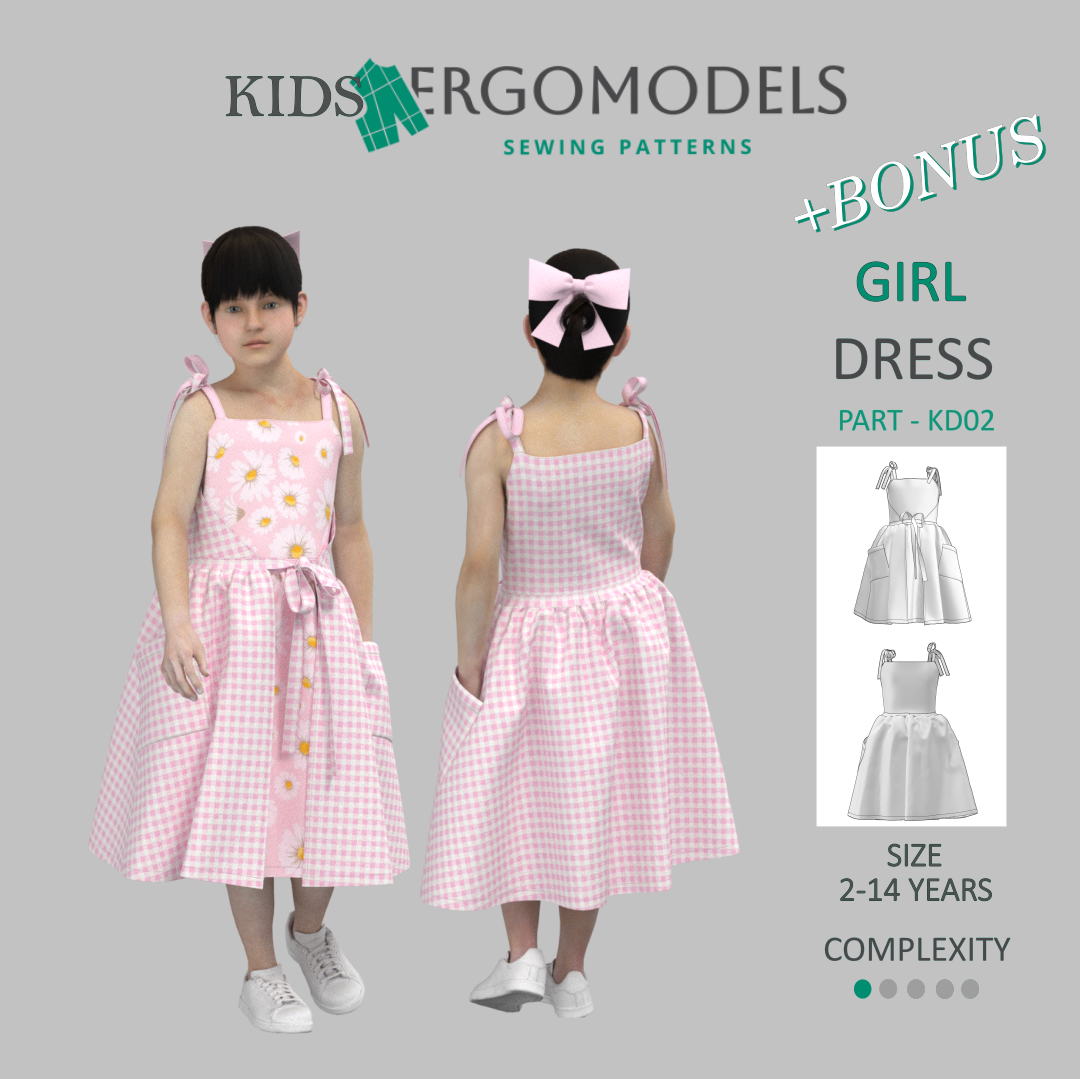 PDF Sewing Pattern: Kids Girl Dress KD02 (instant download)