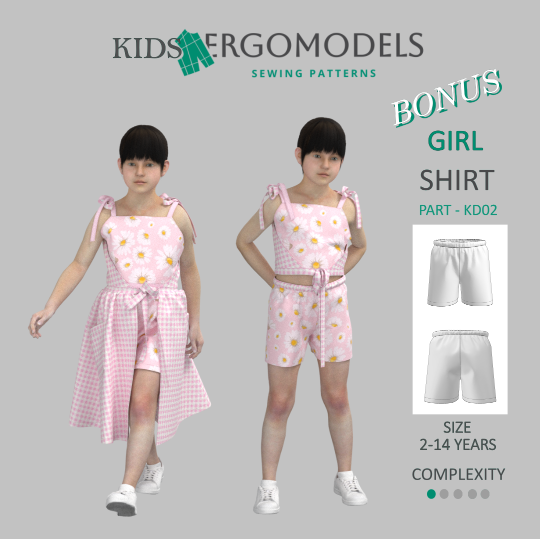 Printable PDF and DXF sewing pattern for garment making