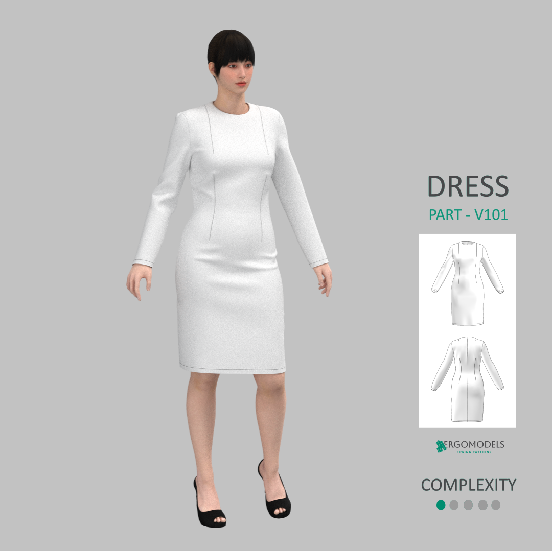 Digital sewing pattern in DXF and PDF formats for download