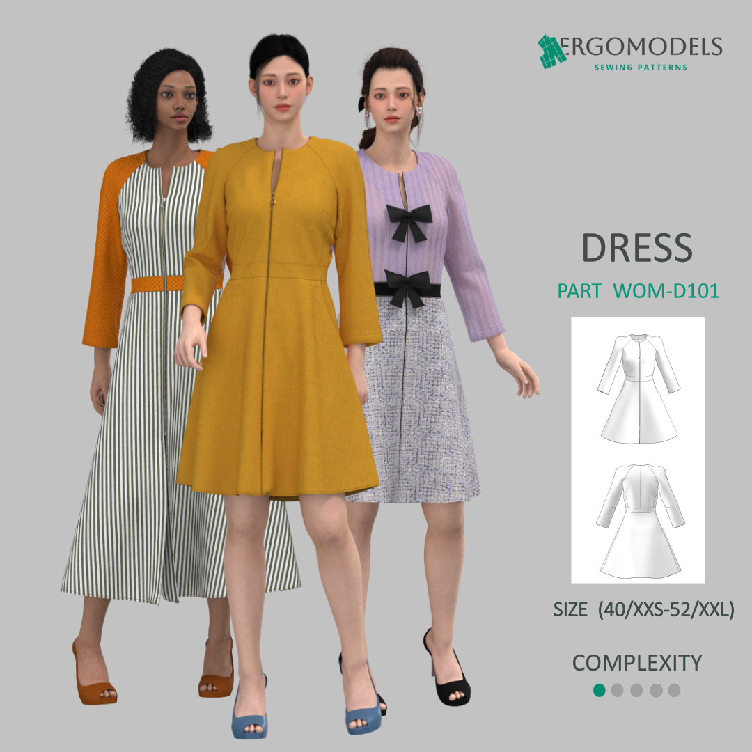 Digital sewing pattern in DXF and PDF formats for download