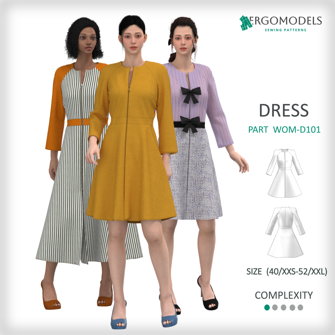 Digital sewing pattern dress in PDF formats for download