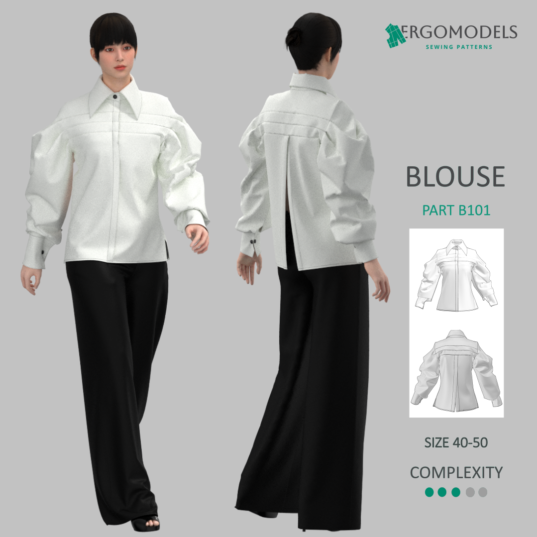 Digital sewing pattern in DXF and PDF formats for download