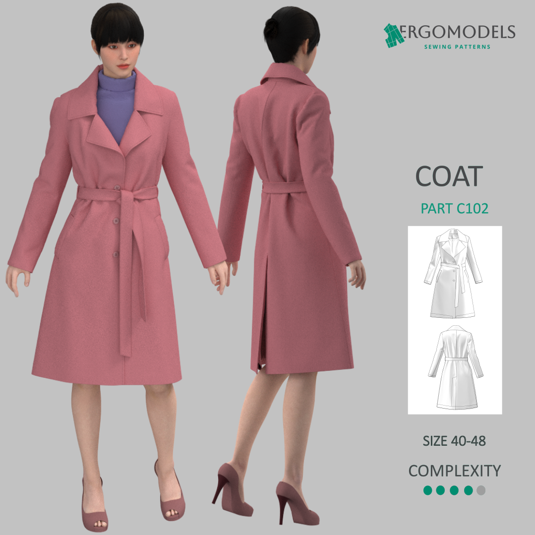 Digital sewing pattern in DXF and PDF formats for download