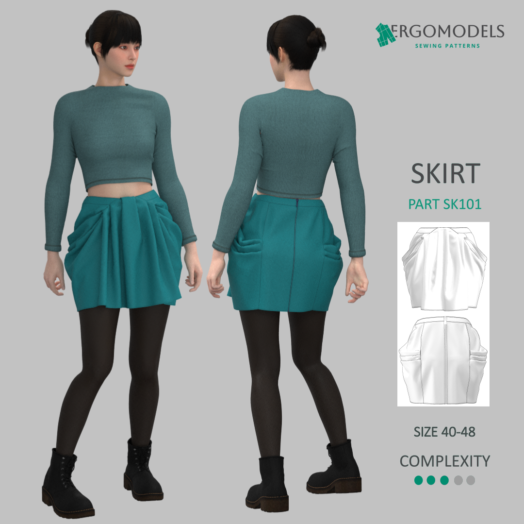 Digital sewing pattern in DXF and PDF formats for download