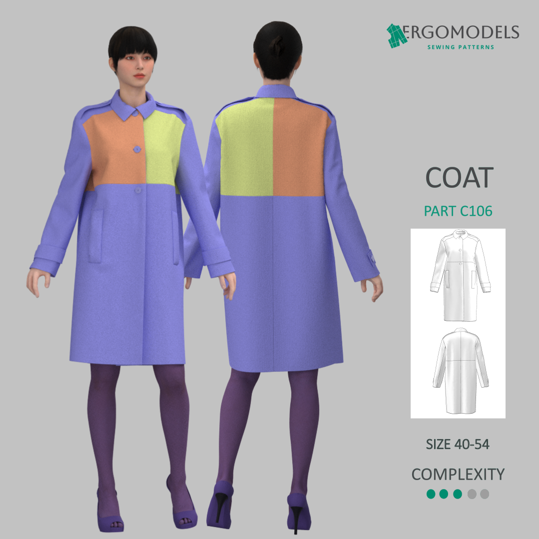 Digital sewing pattern in DXF and PDF formats for download