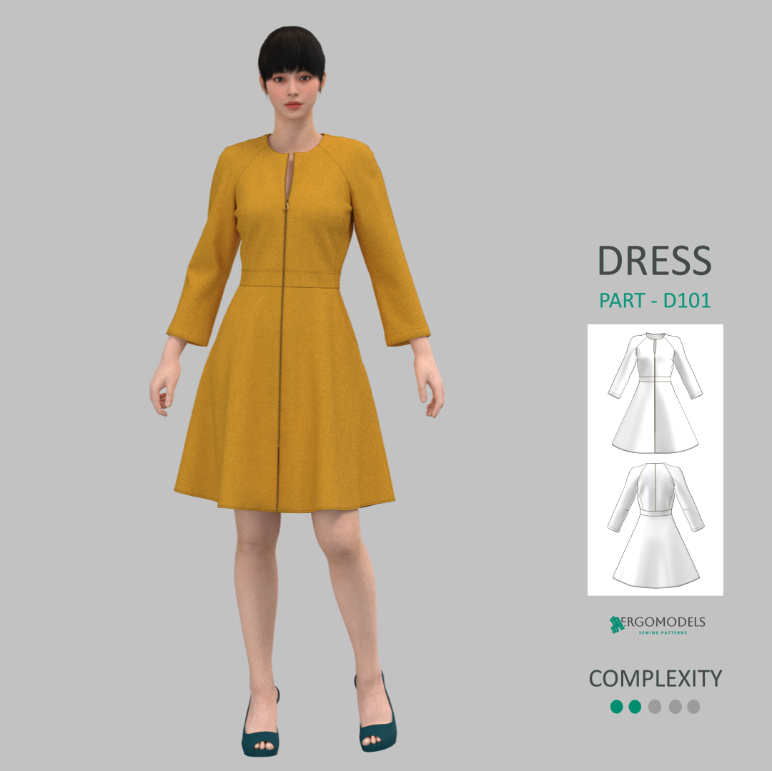 Digital sewing pattern in DXF and PDF formats for download