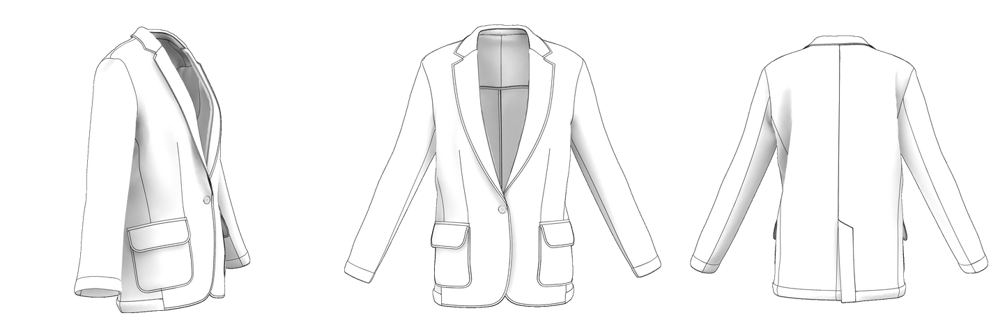 Printable PDF and DXF sewing pattern for garment making