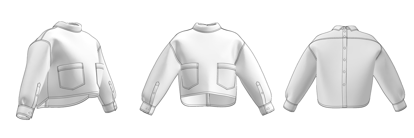 Printable PDF and DXF sewing pattern for garment making