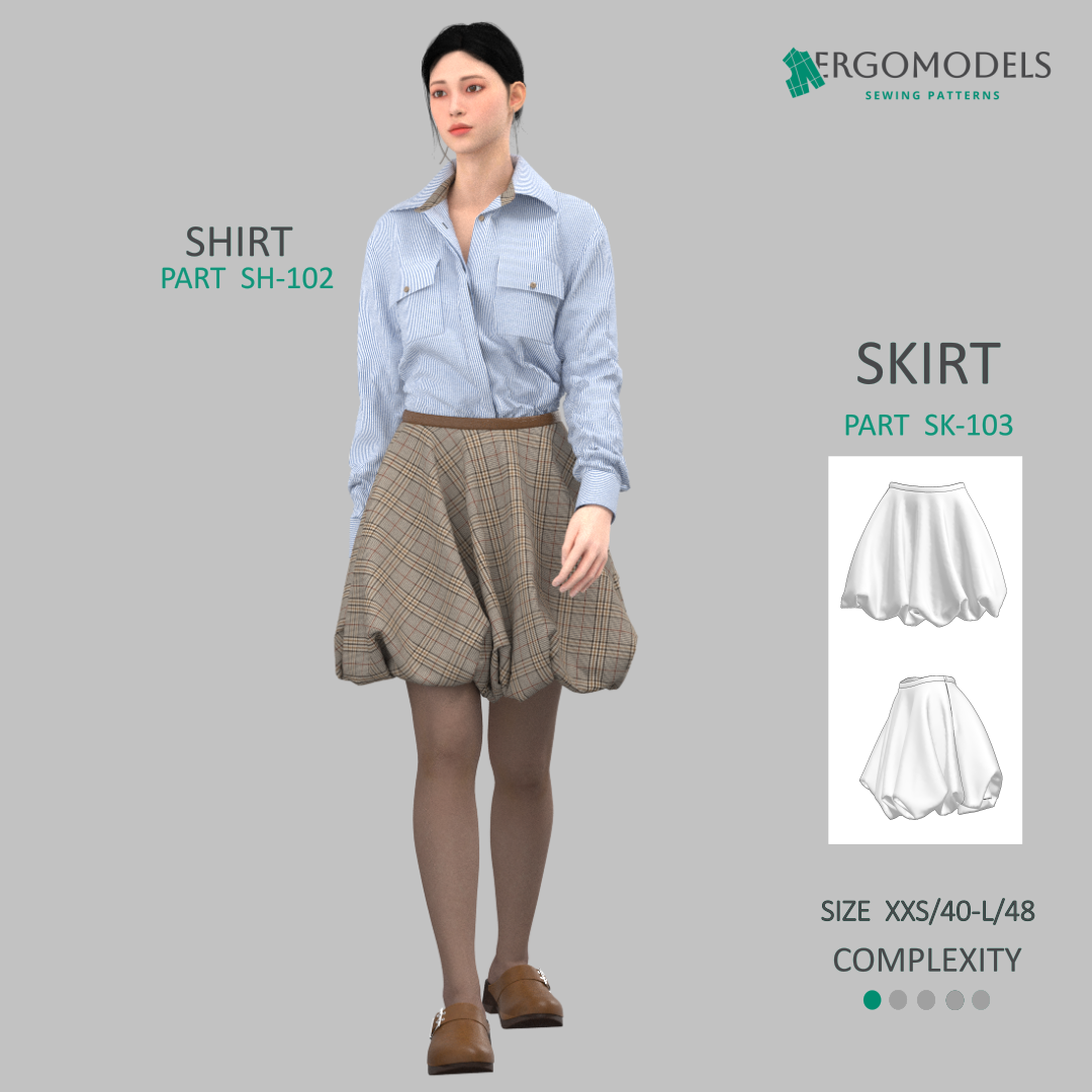 Digital sewing pattern in DXF and PDF formats for download
