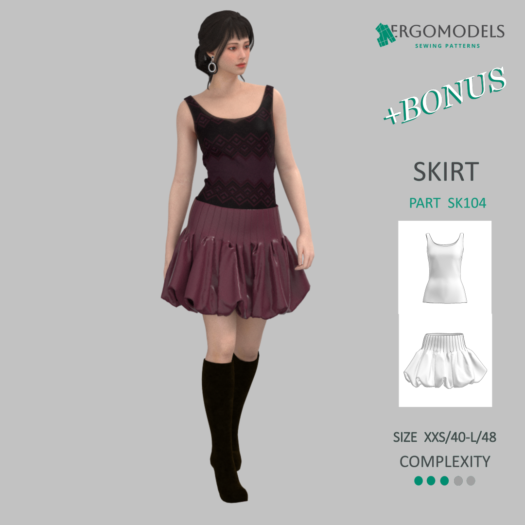 Digital sewing pattern in DXF and PDF formats for download