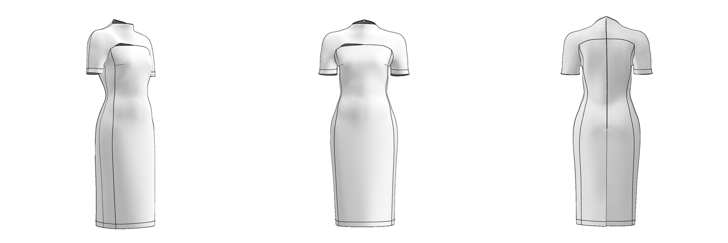 Printable PDF and DXF sewing pattern for garment making