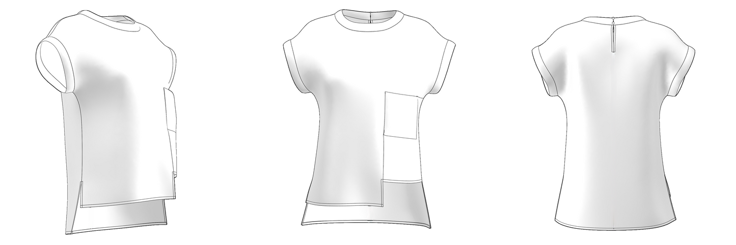 Digital sewing pattern in DXF and PDF format