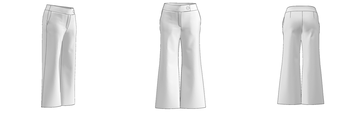 TR111 sewing pattern — plus size women's trousers lifestyle preview