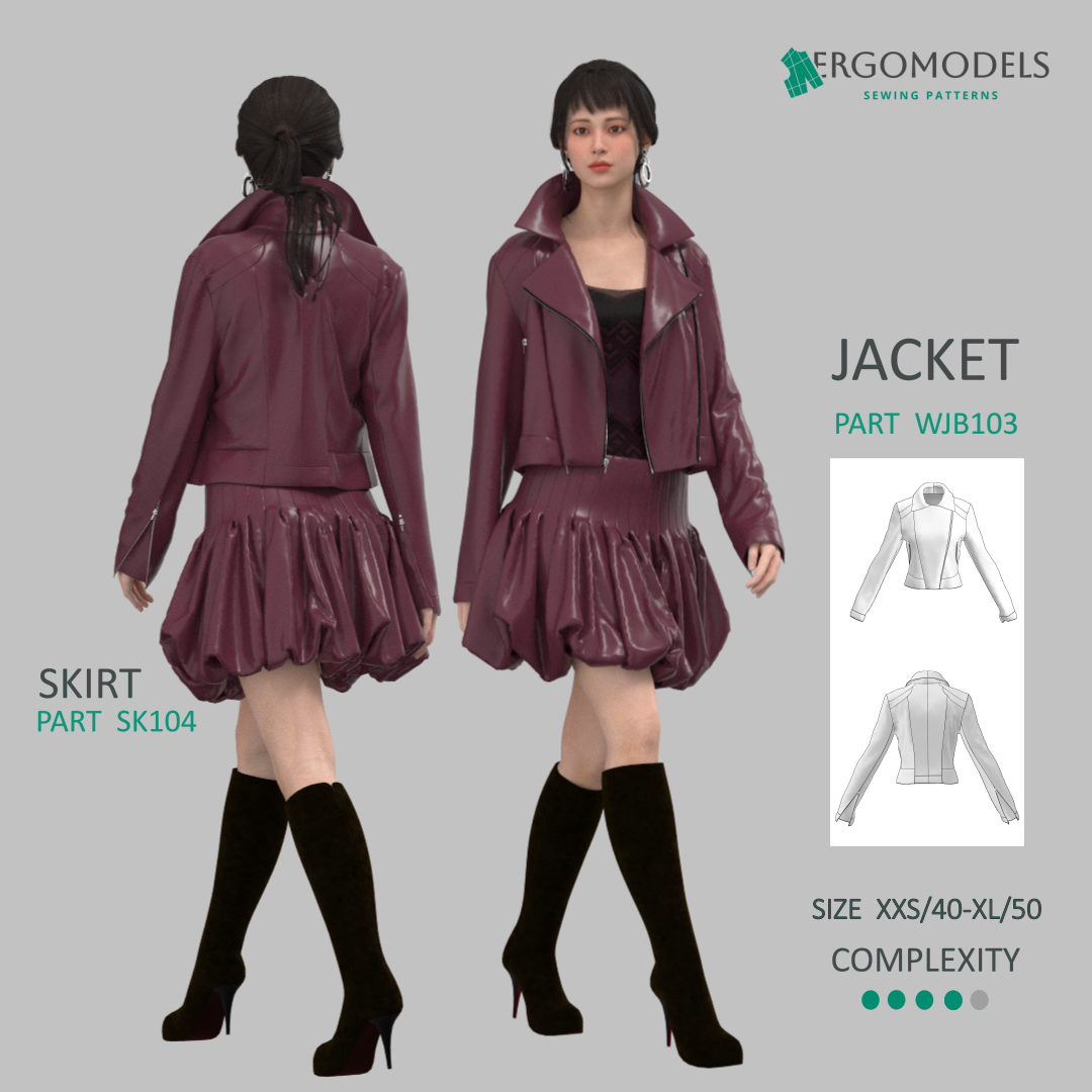 Printable PDF and DXF sewing pattern for garment making