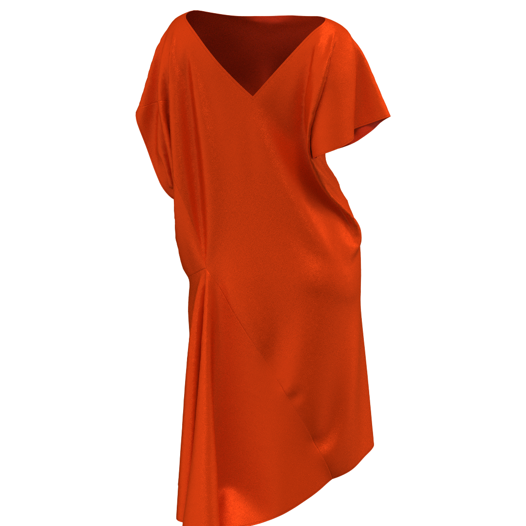 Sewing pattern AGD301 — asymmetric dress detail view crepe viscose fabric
