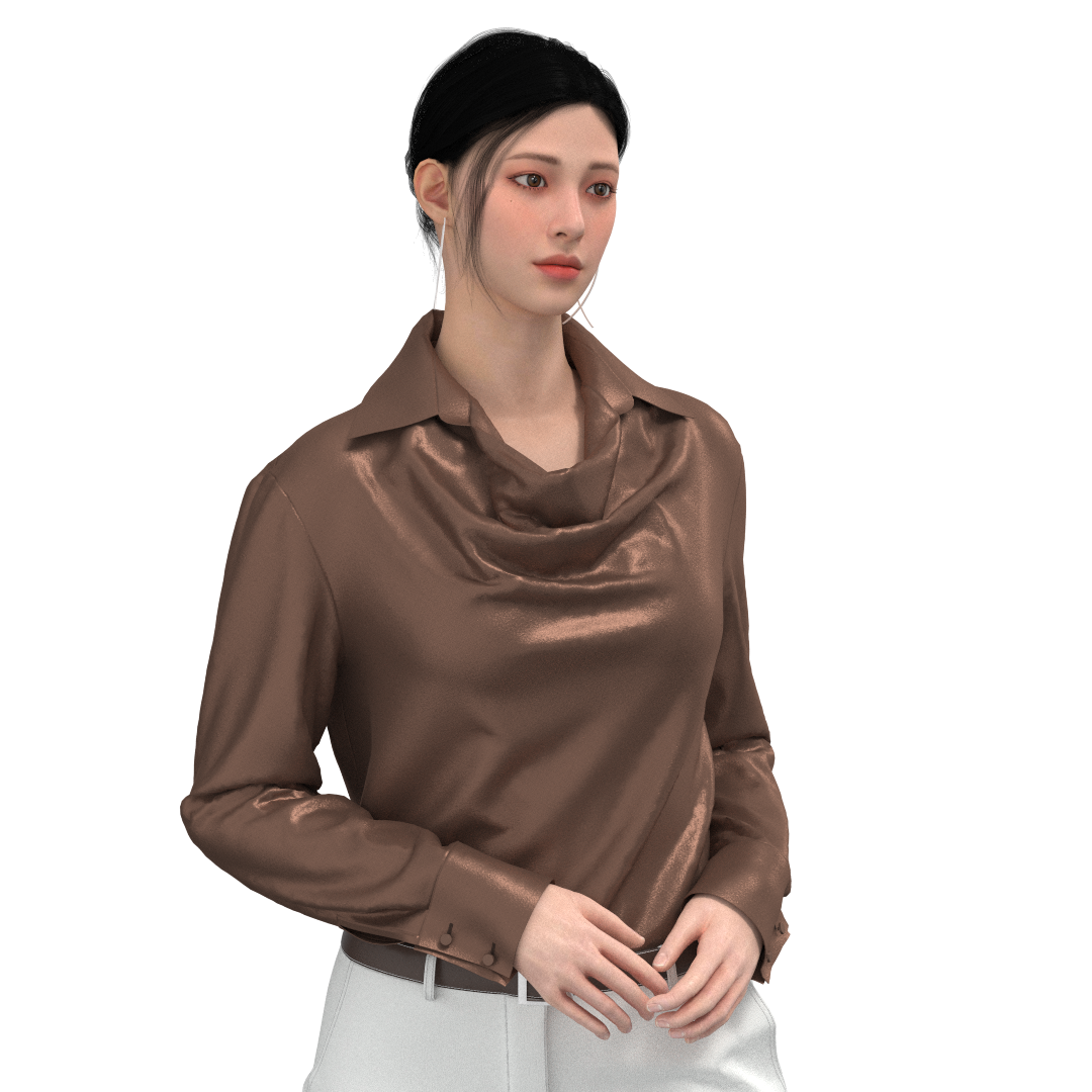 	Blouse B114 PDF sewing pattern — technical flat sketch, front view