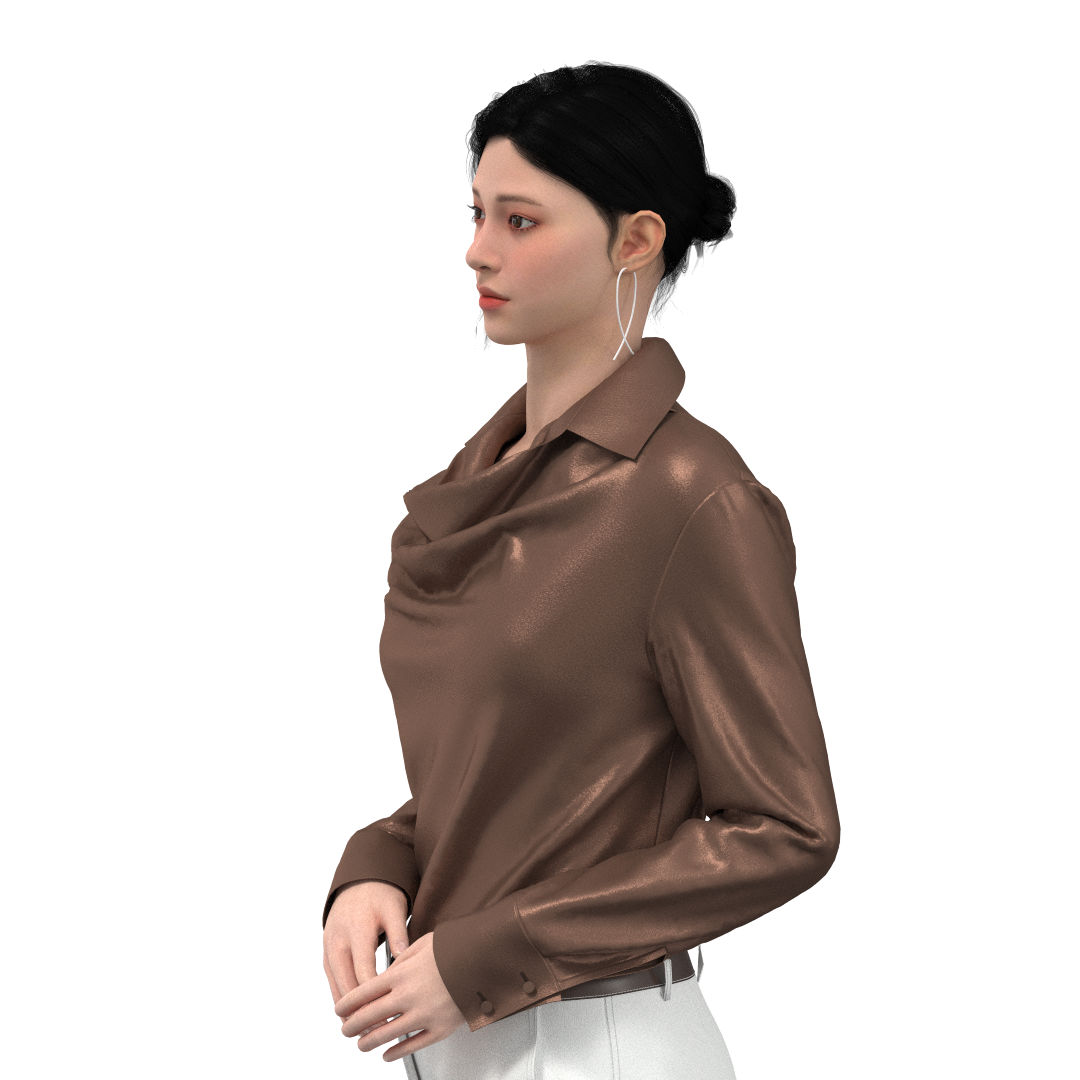 	Blouse B114 PDF sewing pattern — technical flat sketch, back view
