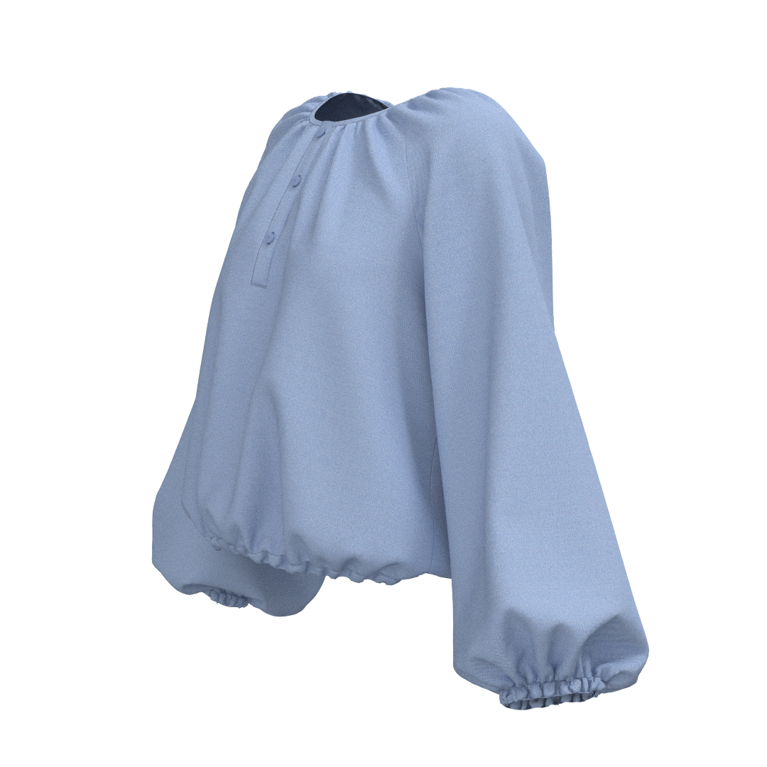 Raglan sleeve blouse PDF pattern B115 — technical flat sketch
