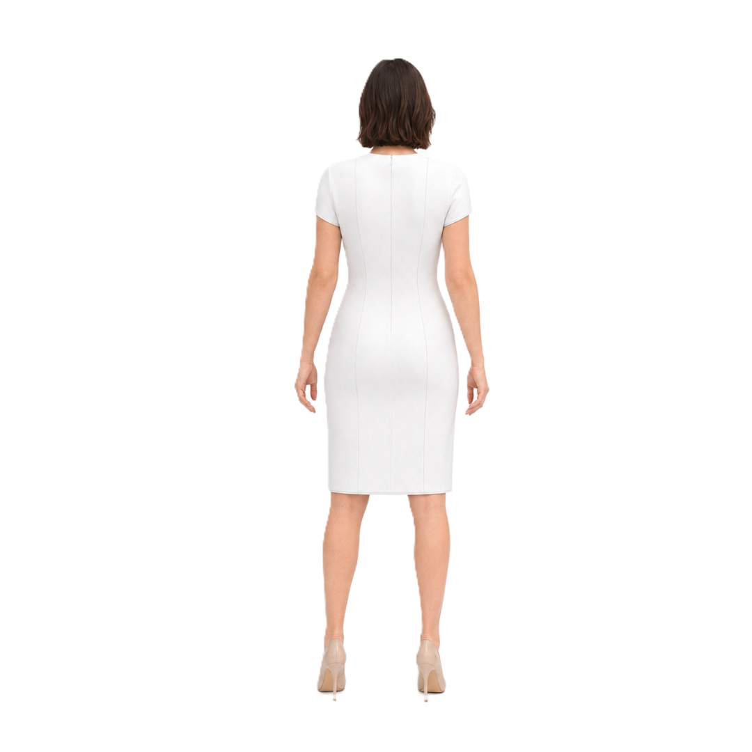 V102 Women Fitted Dress — Back View Technical Drawing