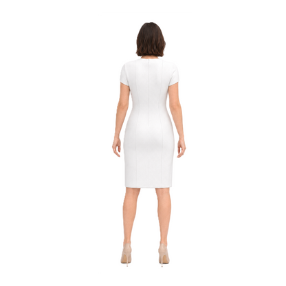 V102 Women Fitted Dress — Back View Technical Drawing