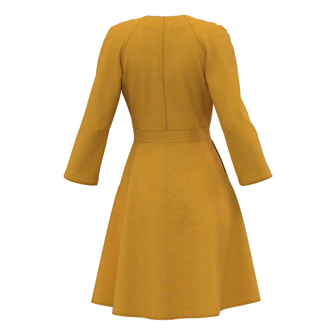 Women's dress PDF pattern D101 — technical drawing all sizes
