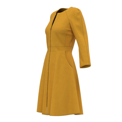 Sewing pattern D101 women's dress — back view instant download
