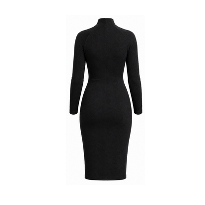 Women's dress DV202 — 3D back view, invisible zip at centre back, long raglan sleeve