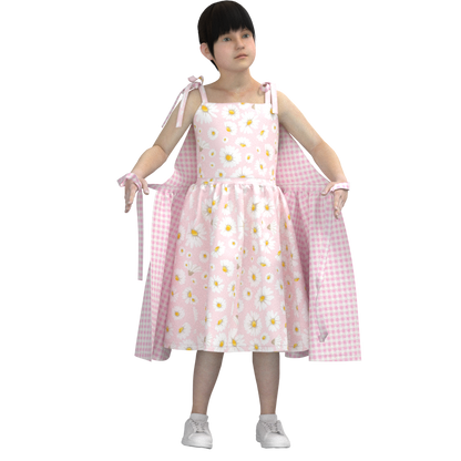 Girls dress sewing pattern KD02 — front view printable PDF
