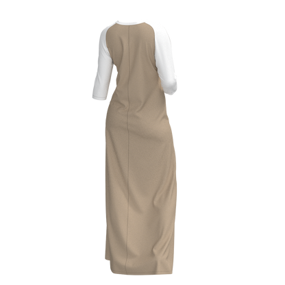 Women's knit dress DV109 — 3D back view, raglan sleeve construction
