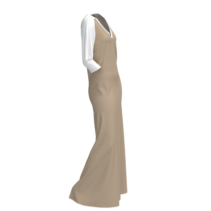 Women's knit dress DV109 — 3D side view, relaxed maxi silhouette
