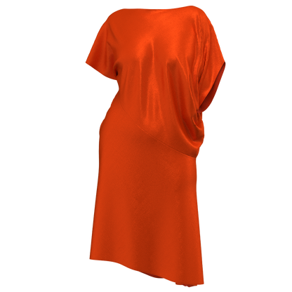 Asymmetric women's dress AGD301 — front view silk fabric sizes 42–54

