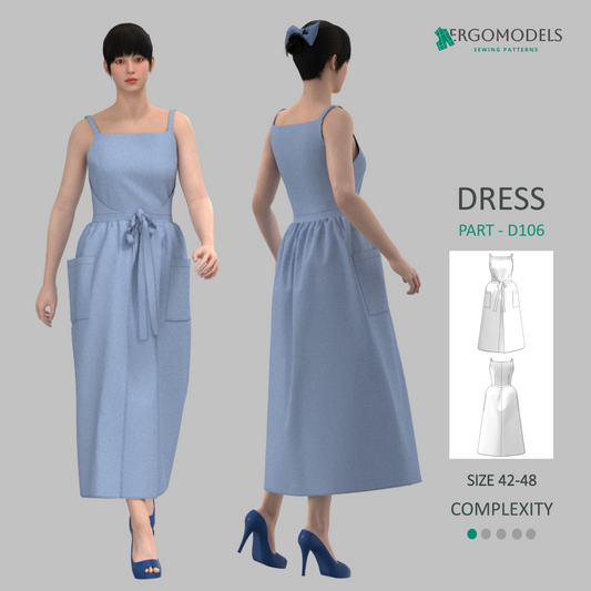 Printable PDF and DXF sewing pattern for garment making