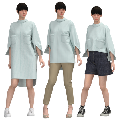 Printable PDF and DXF sewing pattern for garment making