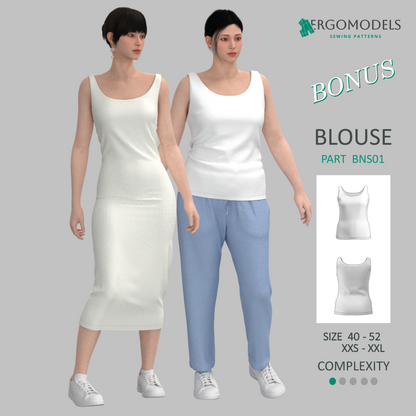 Digital sewing pattern in DXF and PDF format