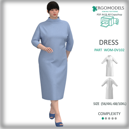 PDF Sewing Pattern: Women Dress 4XL-10XL Sizes- DV102 (instant download)