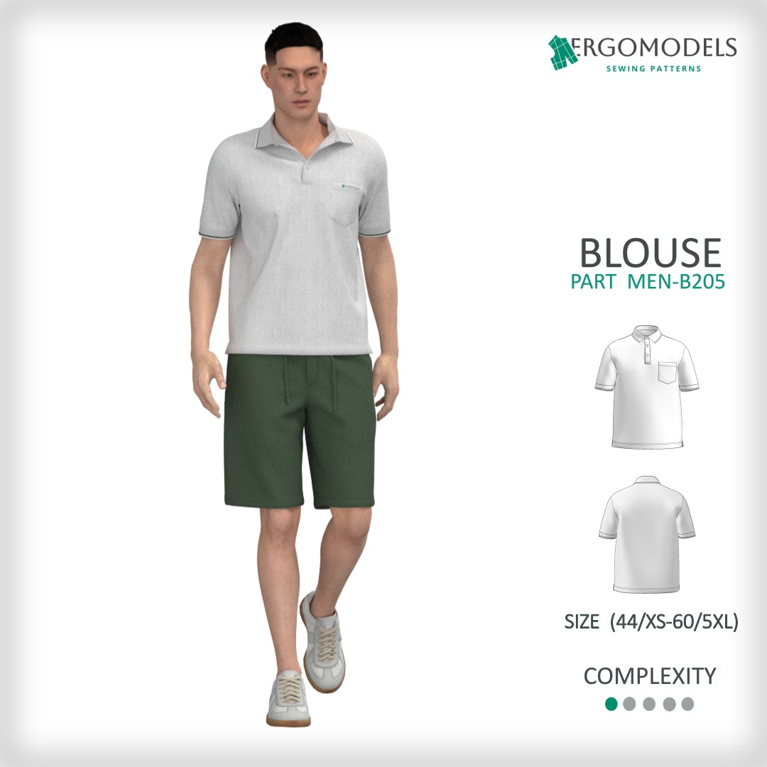 PDF Sewing Pattern: Men Blouse - B205  (instant download)
