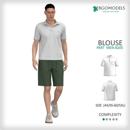 PDF Sewing Pattern: Men Blouse - B205  (instant download)