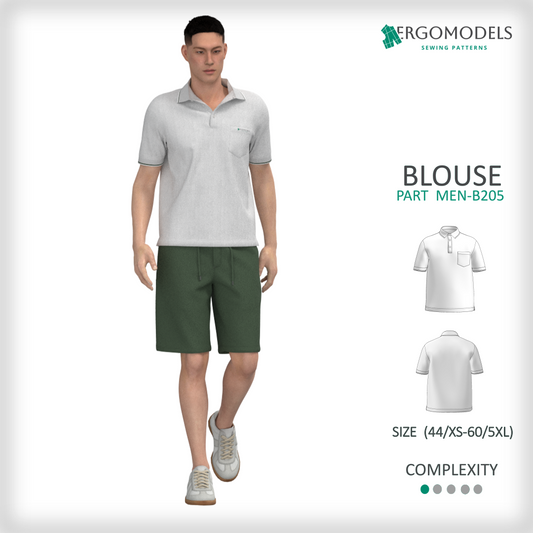 PDF Sewing Pattern: Men Blouse - B205  (instant download)