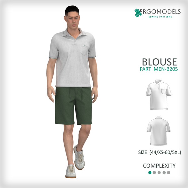 PDF Sewing Pattern: Men Blouse - B205   (instant download)