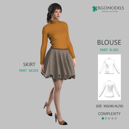 Digital sewing pattern in DXF and PDF formats for download
