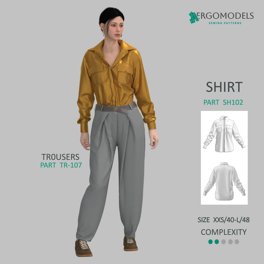 Modern clothing sewing pattern — DXF and PDF files included