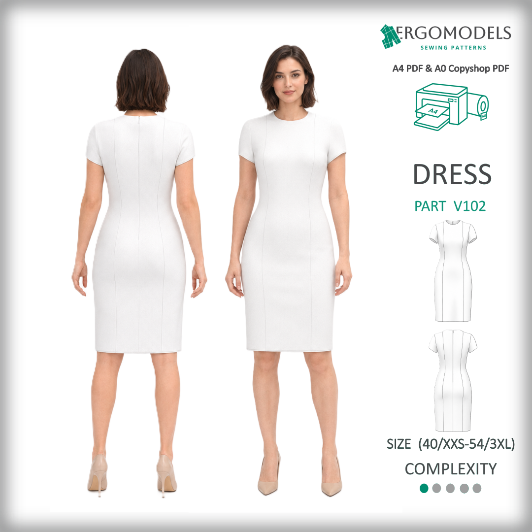 V102 Women Fitted Dress PDF Sewing Pattern — Label