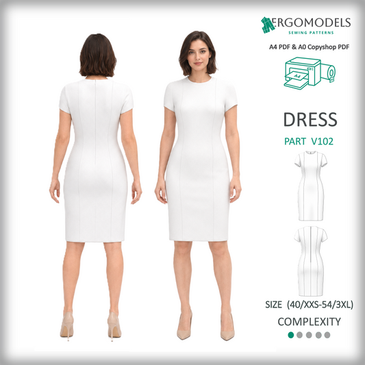 PDF Sewing Pattern: Women Dress - V102 (instant download)