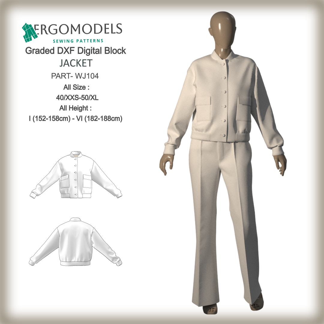 	Women's bomber jacket DXF sewing pattern WJ104 - product label