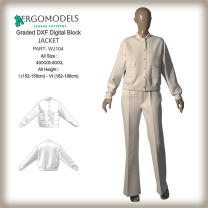 	Women's bomber jacket DXF sewing pattern WJ104 - product label