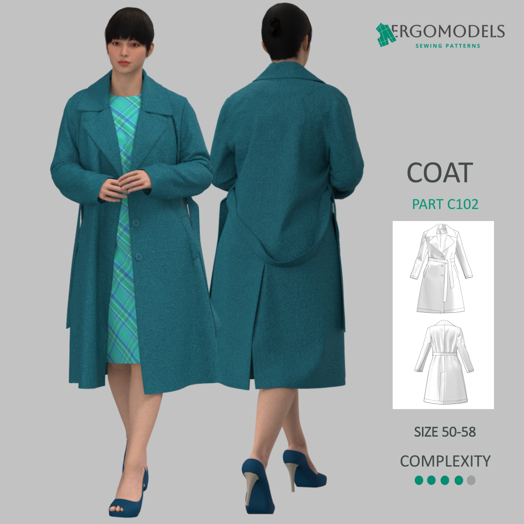 PDF Sewing Pattern: Women Coat 50/XL-58/5XL Sizes - C102 (instant down ...